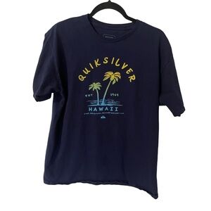 QUICKSILVER Blue Palm Tree Graphic Tee Shirt Men's Size Regular Fit Large
